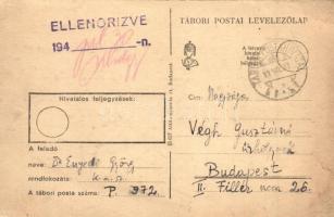 1944 Enyedi György zsidó KMSZ (közérdekű munkaszolgálatos) levele Végh Gusztávnénak / WWII Letter from a Jewish labor serviceman. Judaica (EK)