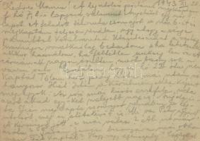 1943 Vértesi István zsidó KMSZ (közérdekű munkaszolgálatos) levele édesanyjának özv. Vértesi Béláné ...