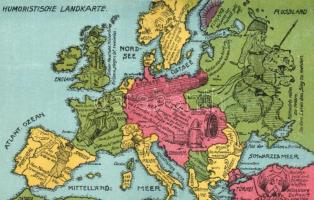 Humoristische Landkarte. Humoristische Völker-Kriegskarte Nr. 15.  / Humorous Map of Europe and Asia