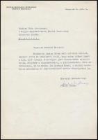 1965 Kádár János (1912-1989) miniszterelnök, MSZMP főtitkár gépelt levele, benne üdvözlő soraival, Kisházi Ödön (1900-1975) politikus, volt munkaügyi miniszter, Elnöki Tanács helyettes elnökének, Kádár János saját kezű aláírásával.