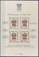 1964 Osztrák adománybélyeg kisív az olimpia támogatására