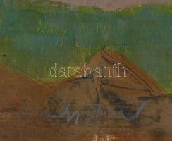 Nagy jelzéssel: Dombos táj. Tempera, papír, 24,5×37 cm