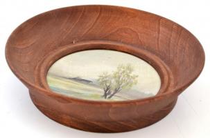 Bányai jelzéssel: Tanya. Tempera, falemez, keretben, d:14 cm