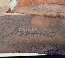 Olvashatatlan jelzéssel: Budai utcarészlet. Akvarell, papír, jelzett, 35×50 cm