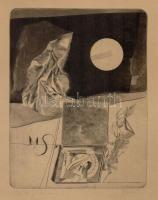 Olvashatatlan jelzéssel: Az éjszaka képei II. Rézkarc, papír, 23×18 cm