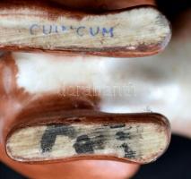 Aquincumi tacskó, kézzel festett, jelzett, kopott, h:10,5 cm