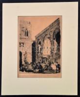 Olvashatatlan jelzéssel: Firenzei terasz. Rézkarc, papír, paszpartuban, 25×18 cm