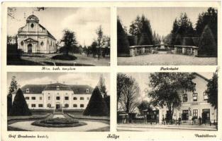 Sellye, Vasútállomás, Draskovics-kastély, templom, park (Rb)