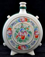 Hollóházi porcelán kulacs, kézzel festett, jelzett, hibátlan, m: 23 cm