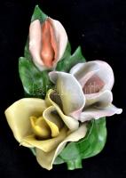 Aquincum porcelán rózsa, kézzel festett, jelzett, apró lepattanással, jelzett, 12x9 cm