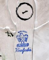 Aquincum porcelán rózsa, kézzel festett, jelzett, apró lepattanással, jelzett, 12x9 cm