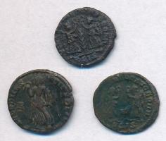 Római Birodalom 3db-os vegyes római rézpénz tétel a Kr. u. III-IV. századból, közte Constans, Valens...
