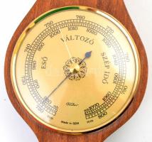 Barométer, fa alapon, jó állapotban, h: 56 cm