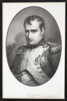 cca 1850 10 db Napoleonnal kapcsolatos metszet, acélmetszet, egységes fa keretben, paszpartuban, 16x...