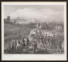 cca 1850 10 db Napoleonnal kapcsolatos metszet, acélmetszet, egységes fa keretben, paszpartuban, 16x...