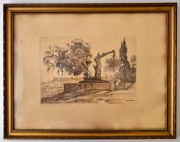 Zádor István (1882-1963): Hebron. Litográfia, papír, jelzett, paszpartuban, üvegezett fa keretben, 1...