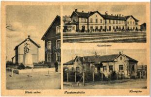 Pusztaszabolcs, Vasútállomás, Hősök szobra, községháza (fa)