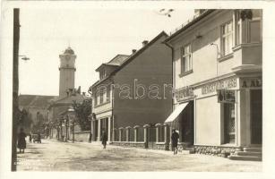 Poprád (Tátra), Utcarészlet, templom, Josef Klinga, A. Alexy üzletei / street, church, shops, Lumen ...