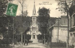 Vernon, Eglise Saint-Nicholas; charcuterie / church, shop. TCV card