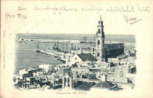 1900 Bari, Panorama del Porto. Menotti Bassani e C. / port, ships (EK)