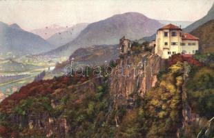 1915 Bolzano, Bozen (Südtirol); Die Haselburg / Castel Flavon / castle + K. u. k. Landesschützen-Stationskommando in Meran (EK)