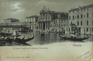 1901 Venice, Venezia; Il Canal Grande con la stazione Ferroviaria / canal with the railway station, gondola (EK)