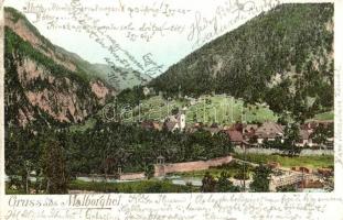 1901 Malborghetto Valbruna, Naborjet-Ovcja, Malborghet; general view, bridge, church (small tear)