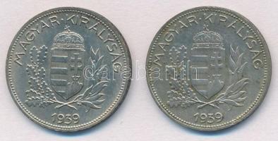 1939. 1P Ag (2x) T:1-,2 patina