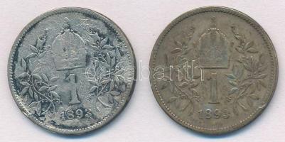 Ausztria 1893. 1K Ag "Ferenc József" (2x) T:3,3- patina
Austria 1893. 1 Corona Ag "F...