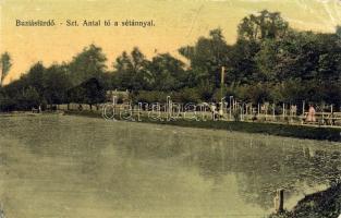 1913 Buziásfürdő, Buziás; Szent Antal tó és sétány / lake and promenade (EK)