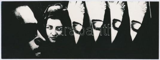 cca 1976 Kolláth Mária feliratozott, vintage fotóművészeti alkotása, a magyar fotográfia avantgarde korszakából, 9x24 cm