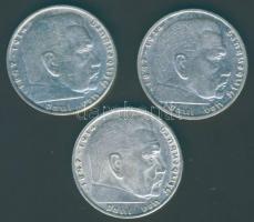 Német 3. Birodalom 1937-39. 2M Ag (3x) "Hindenburg" T:2/3