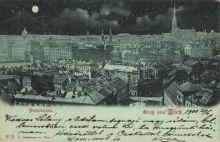 1900 Vienna, Wien; Panorama at night. C. Ledermann jr. 97 N (EK)