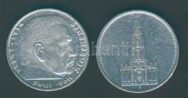 Német 3. Birodalom 1935A 5M Ag "Garnisonkirche" T:3 + 1935F 5M Ag "Hindenburg" T...