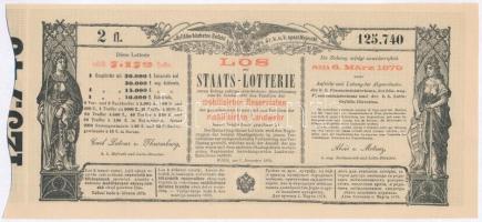 Ausztria / Bécs 1878. "Sorsjegy állam-sorsjátékra a közös hadsereg mozgósított tartalékosai s a...