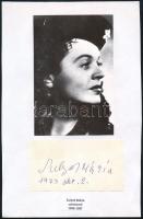 Sulyok Mária színésznő aláírása papírlapon, fényképpel