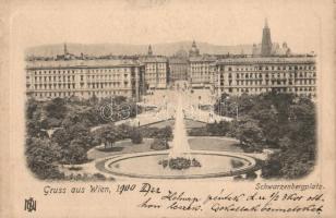 1900 Vienna, Wien I. Schwarzenbergplatz / square, park, fountain