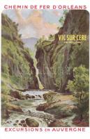 Chemin de Fer de Orleans. Excursions en Auvergne. Vic Sur Cere / French railway line advertisement, artist signed