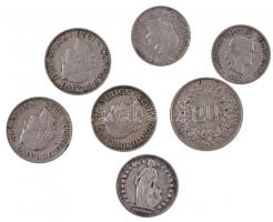 Svájc 1907-1944. 5r-1/2Fr (7xklf) közte 1db Ag érme T:2,2- Switzerland 1907-1944. 5 Rappen - 1/2 Franc (7xdiff) with 1pc silver coin C:XF,VF