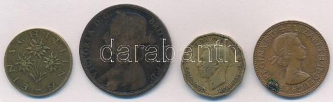 Vegyes: Ausztria 1960. 1Sch + Nagy-Britannia 1883. 1p + 1944. 3p + 1960. 1/2p T:2,3
Mixed: Austria ...