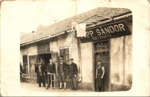 1913 Kassa, Kosice; Papp Sándor szíjgyártó és Badicsi Imre üzletei / shops, street, photo (fa)