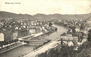 Graz, gegen Norden. Verlag F. Knollmüller No. 1052. / general view, bridge (fa)