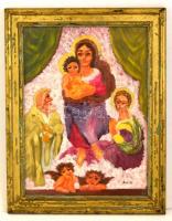 Ámos jelzéssel: Szent család. Vegyes technika, vászon, üvegezett keretben, 49×36 cm