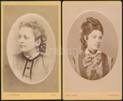 cca 1868 Temesvári fényképészek műtermében készült, 2 db dombornyomott vintage fotó, vizitkártya méretben, 10,5x6,5 cm