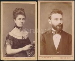 cca 1869 Szegedi fényképészek műtermében készült, 2 db vintage fotó, vizitkártya méretben, 10,5x6,5 cm