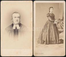 cca 1862 Borsos és Doctor pesti műtermében készült, 2 db vintage fotó, vizitkártya méretben, 10,5x6 cm