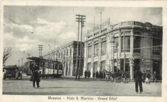 Messina, Viale S. Martino, Grand Hotel / street view with hotel and tram (EK)