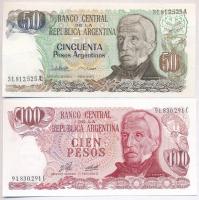 Argentína 1976-1978. 100P + 1983-1985. 50P T:I,I- Argentina 1976-1978. 100 Pesos + 1983-1985. 50 Pesos C:UNC,AU