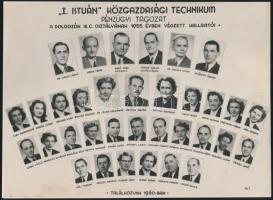 1955 I. István közgazdasági Technikum pénzügyi tagozatán végzett hallgatók, kistabló, 17x23 cm
