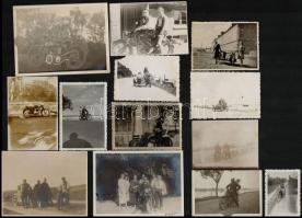 Motorkerékpárok vegyes tétele, különféle korokban készült, 13 db vintage fotó, 6x9 cm és 9x12 cm között